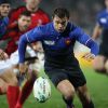 Vincent Clerc a marqué trois essais lors de la victoire française en Coupe du Monde de rugby face au Canada en Nouvelle-Zélande le 18 septembre 2011