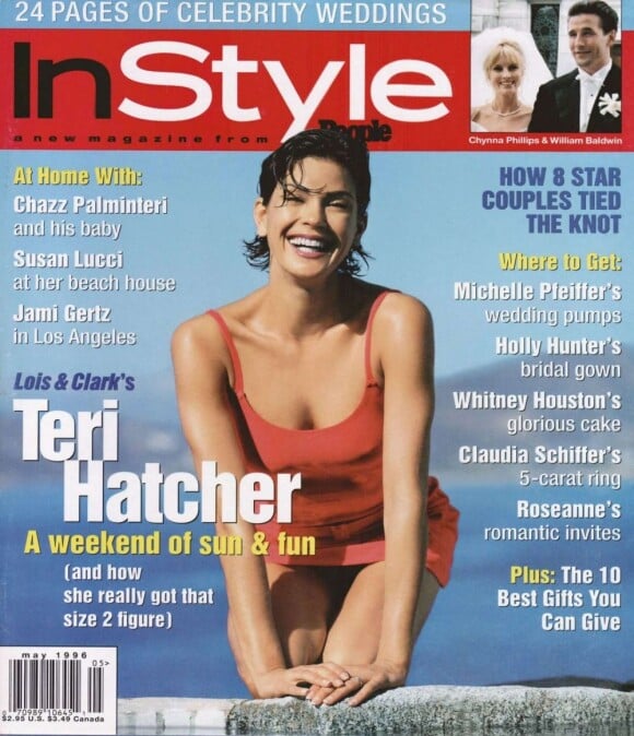 La bonne humeur et le sourire de l'actrice Teri Hatcher touchent ses fans et les lecteurs, qui tombent sous son charme. InStyle, mai 1996.