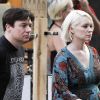 Mike Myers et son épouse Kelly Tisdale encore enceinte, à New York, le 17 août 2011.