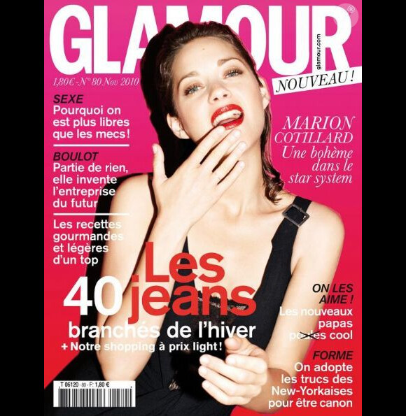 Marion Cotillard, en couverture de Glamour. Novembre 2010.