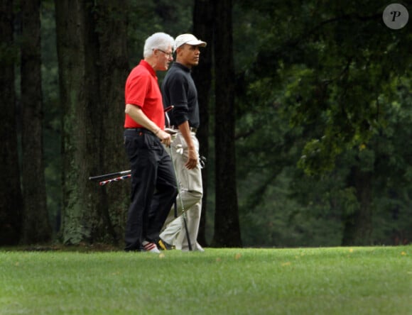 Barack Obama et Bill Clinton le 24 septembre 2011 sur le golf d'Andrews