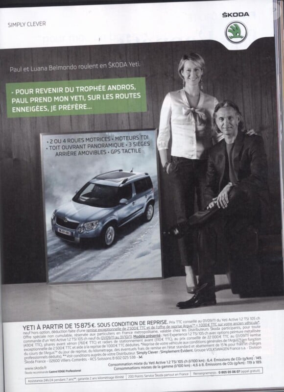 Paul Belmondo et son épouse Luana font la publicité pour Skoda Yeti.