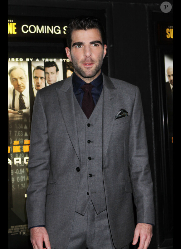 Zachary Quinto le 17 octobre à New York pour présenter Margin Call.