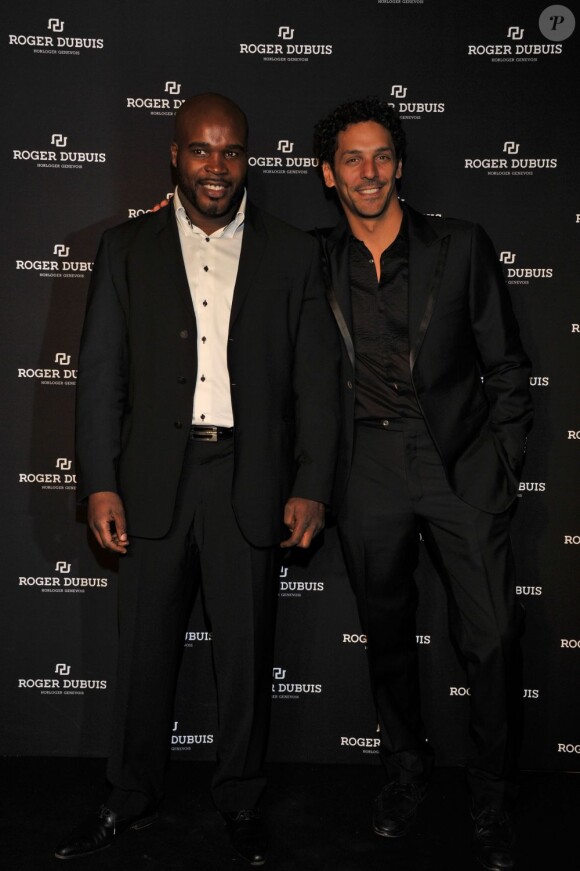 Tomer Sisley et Jean-Marc Mormeck lors de la soirée monégasque de l'Horloger suisse Roger Dubuis. 20 octobre 2011