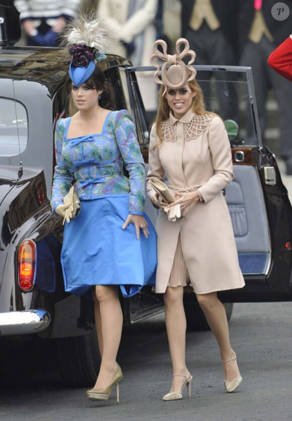 Les princesses Eugenie et Beatrice au mariage du prince William et Kate Middleton, à Londres, le 29 avril 2011.