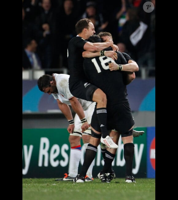 Les Néozélandais lors de la finale de la Coupe du monde de rugby remportée par les All Blacks le 23 octobre 2011 à l'Eden Park d'Auckland