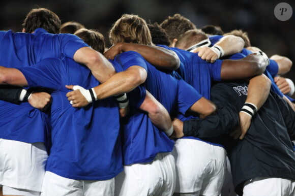 L'équipe de France lors de la finale de la Coupe du monde de rugby remportée par les All Blacks le 23 octobre 2011 à l'Eden Park d'Auckland