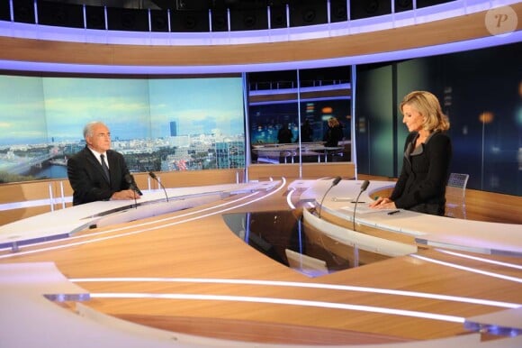Dominique Strauss-Kahn sur le plateau de Claire Chazal, sur TF1, le 19 septembre 2011.
