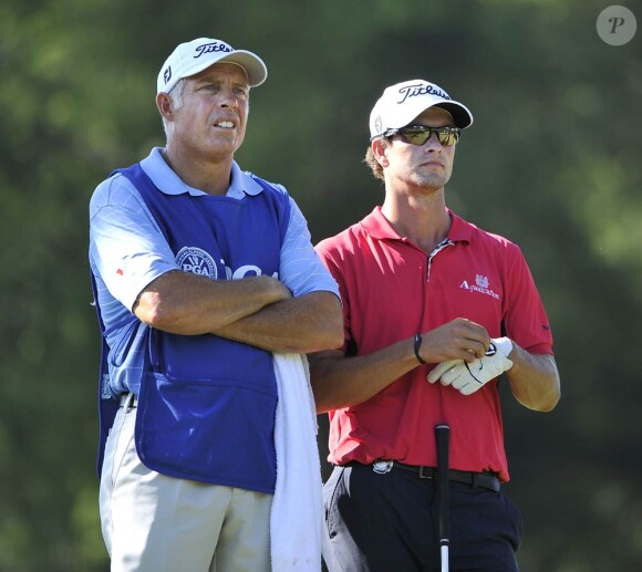 Steve Williams en août 2011 avec son nouvel employeur, l'Australien Adam Scott.