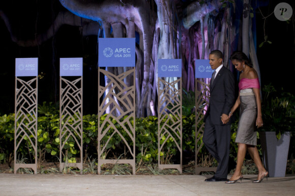 Michelle et Barack Obama lors du dîner du sommet de l'Apec à Honolulu le 12 novembre 2011