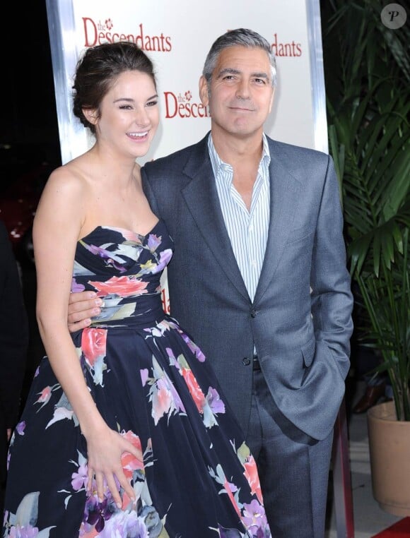 George Clooney et Shailene Woodley lors de la première de The Descendants, à Beverly Hills, le mardi 15 novembre 2011.