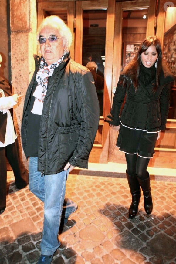 Flavio Briatore et sa femme Elisabetta Gregoraci à la sortie du restaurant Assunta Madre à Rome le 20 novembre 2011
