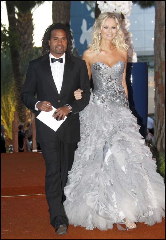 Adriana et Christian Karembeu à Monaco, le 30 juillet 2010.