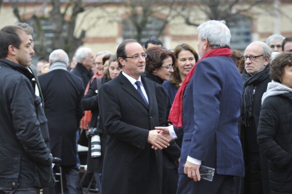 François Hollande lors des funérailles de Danielle Mitterrand à Cluny le 26 novembre 2011