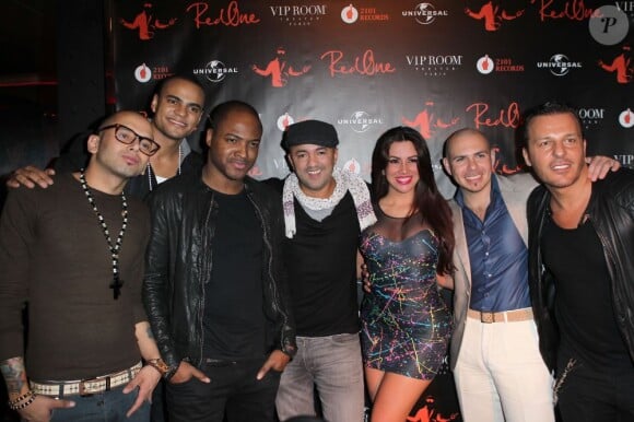 Taio Cruz, RedOne, Pitbull et son amie, et Jean-Roch lors de la soirée spéciale RedOne, au VIP ROOM à Paris le 26 novembre 2011