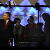 Barack Obama en famille lors des illuminations de Noël de la Maison Blanche. Le 1er décembre 2011