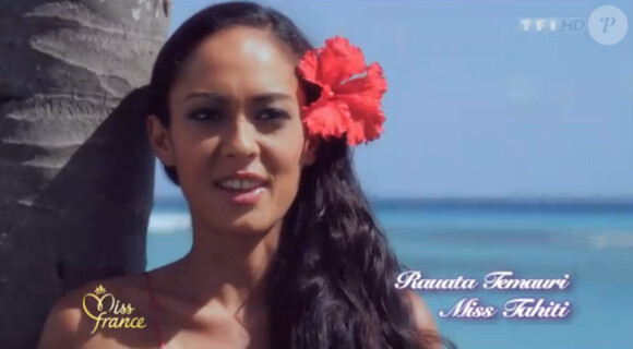 Rauata Temauri (Miss Tahiti) se présente dans un portrait individuel, le samedi 3 décembre 2011 à Brest à l'occasion de l'élection de Miss France 2012.
