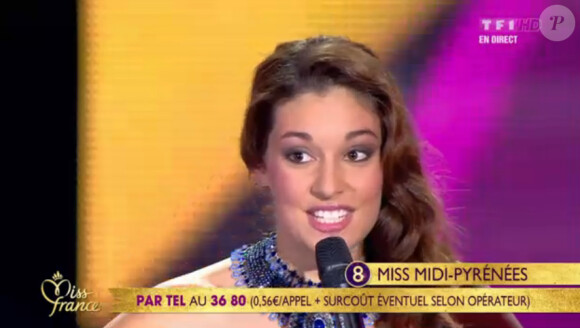 Miss Midi-Pyrénées, demi-finaliste, le samedi 3 décembre 2011 à Brest à l'occasion de l'élection de Miss France 2012.