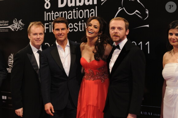 Brad Bird, Tom Cruise, Paula Patton et Simon Pegg à l'avant-première de Mission : Impossible - Protocole Fantôle à Dubaï, le 7 décembre 2011.