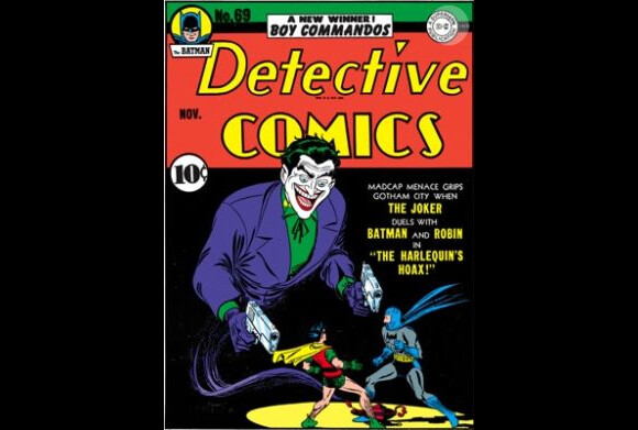 Une couverture de Batman avec le Joker, créé par Jerry Robinson.