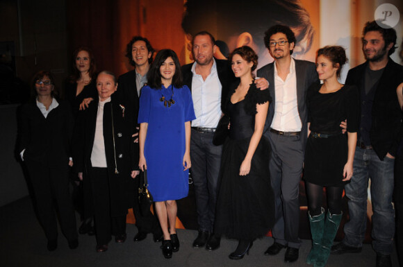 Audrey Tautou, François Damiens, Emilie Simon et l'équipe du film à l'avant-première de La délicatesse, à Paris le 13 décembre 2011.