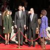 Le roi Juan Carlos Ier d'Espagne inaugurait le 10e mandat parlementaire de la démocratie espagnole, le 27 décembre 2011 au Parlement, à Madrid, entouré de son épouse la reine Sofia, du prince Felipe et de sa Letizia.