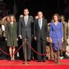 Le roi Juan Carlos d'Espagne inaugurait le 10e mandat parlementaire de la démocratie espagnole, le 27 décembre 2011 au Parlement, à Madrid, entouré de son épouse la reine Sofia, du prince Felipe et de sa Letizia.