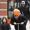 Hugh Jackman en famille dans les rues de New York, le 5 janvier 2012
