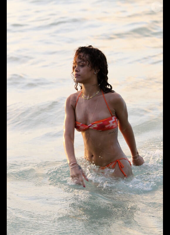 Rihanna : une déesse en maillot de bain à la Barbade avec son petit frère le 27 décembre 2011