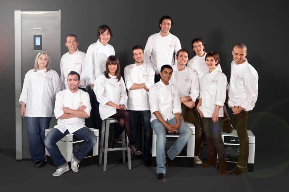 Les douze candidats de Top Chef 2010. Tout en haut, Pierre Augé !