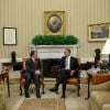 Le roi Abdullah II de Jordanie rencontrait Barack Obama à la Maison Blanche le 17 janvier 2012 tandis que son épouse la reine Rania participait à un déjeuner philanthropique, également à Washington.