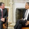 Abdullah II de Jordanie rencontrait Barack Obama à la Maison Blanche le 17 janvier 2012 tandis que son épouse la reine Rania participait à un déjeuner philanthropique, également à Washington.