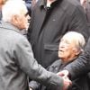 Jean-Marc Thibault et Charles Aznavour lors des obsèques de Rosy Varte, en l'église arménienne à Paris, le 19 janvier 2012