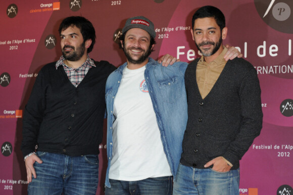 Douglas Attal, Romain Levy et Manu Payet lors du 15e Festival du film de comédie de l'Alpe d'Huez le 20 janvier 2012