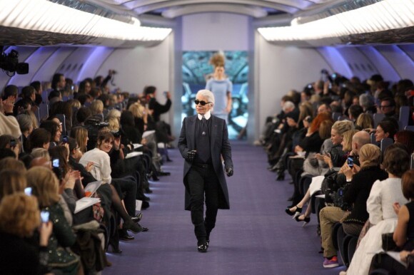Karl Lagerfeld à son défilé Haute Couture à Paris le 24 janvier 2012