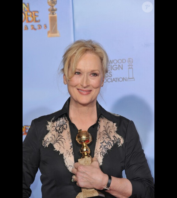 Meryl Streep et son Golden Globe, en janvier 2012 à Los Angeles.