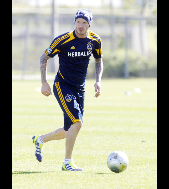 David Beckham à l'entraînement le 30 janvier 2012 à Carson du côté de Los Angeles
