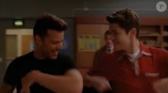 Ricky Martin et Chris Colfer dans The spanish teacher, l'épisode de Glee que diffusera la Fox le 7 février 2012.