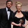 Colin Firth et Meryl Streep lors des BAFTAs 2012, le 12 février à Londres.
