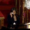 Alicia Keys chante pour Whitney Houston lors de ses obsèques le 18 février 2012 à Newark