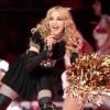 Madonna performe sur scène lors de la mi-temps du 66ème Superbowl en février 2012 à Indianapolis