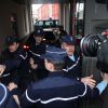 Dominique Strauss-Kahn arrive à la gendarmerie de Lille pour y être entendu dans l'affaire du Carlton, le 21 février 2012