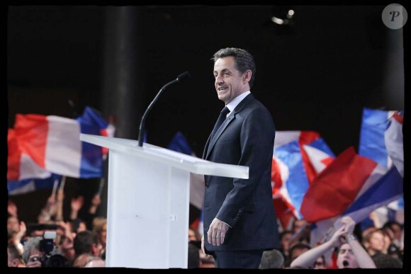 Meeting aux côtés de Nicolas Sarkozy, à Lille, le 23 janvier 2012.