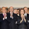 Juan Carlos Ier et Sofia d'Espagne présidaient le 10e concert hommage aux victimes du terrorisme, à Madrid, le 29 février 2012.
