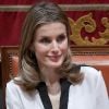 Letizia d'Espagne lors de la Journée mondiale des maladies rares, le 1er mars 2012 à Madrid, au siège du Conseil supérieur de la magistrature.