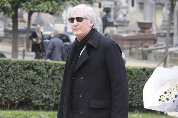 Patrick Sébastien lors des obsèques de la productrice Brigitte Kido au crématorium du Père-Lachaise à Paris le 1er mars 2012