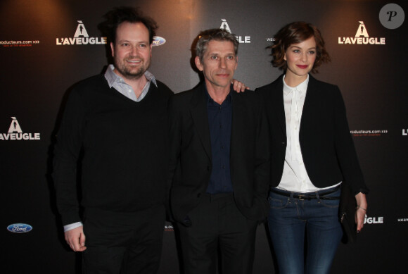 Xavier Palud, Jacques Gamblin et Raphaëlle Agogué lors de l'avant-première du film A l'aveugle le 6 mars 2012