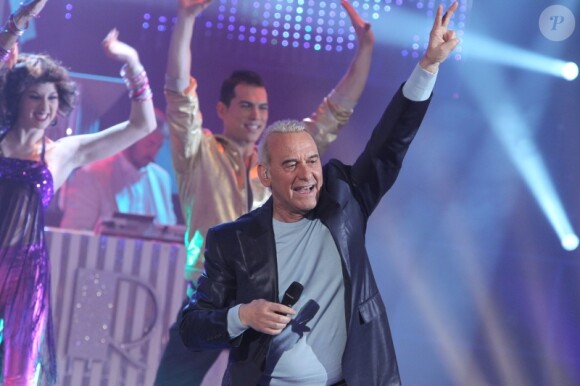 Michel Fugain lors de l'enregistrement de l'émission Les Années Bonheur le 6 mars 2012 - diffusion le 17 mars sur France 2