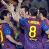 Lionel Messi, auteur d'un quintuplé historique lors du huitième de finale face au Bayer Leverkusen le 7 mars 2012 à Barcelone remporté 7-1 par les Catalans