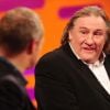 Le monstre sacré du cinéma français Gérard Depardieu sur le plateau de l'émission The Graham Norton Show dans les studios de Londres le 8 mars 2012 